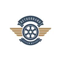 Car wheel logo template design element vintage style vector