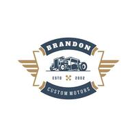 Hot rod car logo template design element vintage style vector