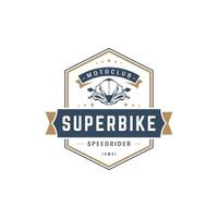 Sport motorcycle logo template design element vintage style vector