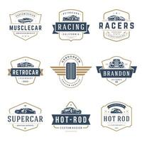 Car logos templates design elements set, vintage style emblems and badges vector