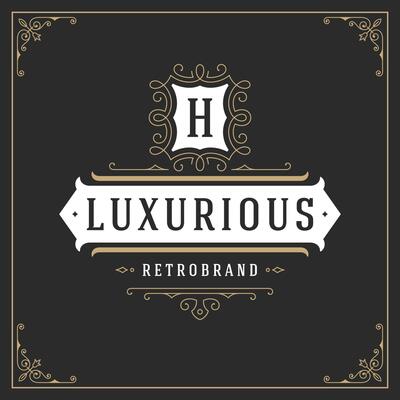 Ornament logo design template flourishes calligraphic vintage frame.