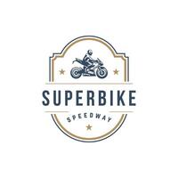 Sport motorcycle logo template design element vintage style vector