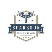Spark logo template design element vintage style vector
