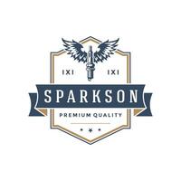 Spark logo template design element vintage style vector