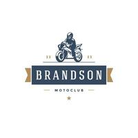 Sport motorcycle logo template design element vintage style vector