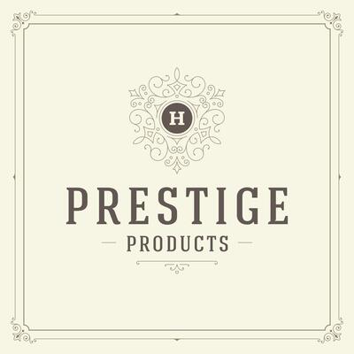 Ornament monogram logo design template flourishes calligraphic vintage frame.