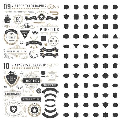 Retro vintage typographic design elements.