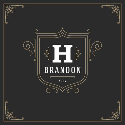 Ornament monogram logo design template flourishes calligraphic vintage frame.
