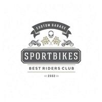 Sport motorcycle logo template design element vintage style vector