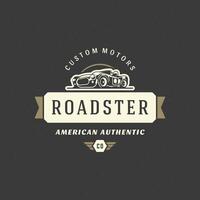 Hot rod car logo template design element vintage style for label or badge vector