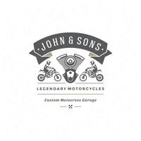 Motocross logo template design element vintage style vector