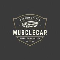 Muscle car logo template design element vintage style vector