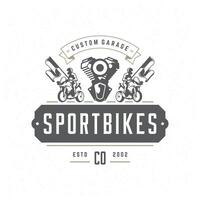 Sport motorcycle logo template design element vintage style vector