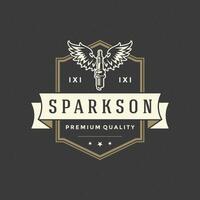 Spark logo template design element vintage style vector