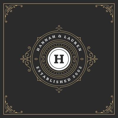 Ornament monogram logo design template flourishes calligraphic vintage frame.