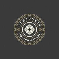 Car wheel logo template design element vintage style vector