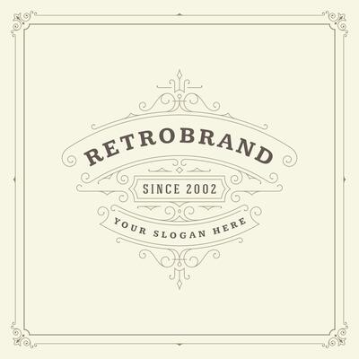 Ornament logo design template flourishes calligraphic vintage frame.