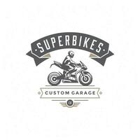 Sport motorcycle logo template design element vintage style vector