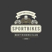 Sport motorcycle logo template design element vintage style vector