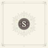 Ornament monogram logo design template flourishes calligraphic vintage frame. vector