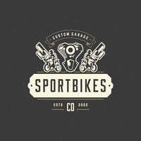 Sport motorcycle logo template design element vintage style vector