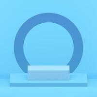 3d podium pedestal with circle frame wall background showroom space realistic vector