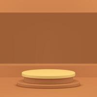 Brown 3d podium pedestal with rectangle hole wall background realistic illustration vector