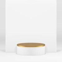 Luxury 3d cylinder podium pedestal white mock up for cosmetic product show realistic vector