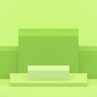 Light green 3d showroom podium pedestal with cubes wall background realistic vector