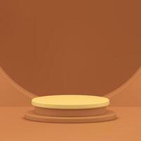 Brown 3d cylinder podium pedestal mock up for cosmetic product show presentation realistic vector