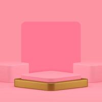 Luxury rhombus 3d podium pedestal pink geometric display for product show realistic vector