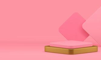 lujo 3d podio pedestal rosado monitor Bosquejo cosmético producto espectáculo presentación realista vector