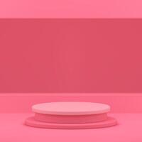 Pink cylinder 3d podium pedestal with rectangle wall hole background realistic vector