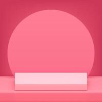 Pink 3d podium pedestal with semi circle wall background realistic illustration vector
