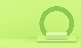 3d podium pedestal light green geometric stand with circle frame wall background realistic vector