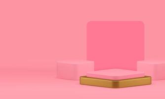 rosado lujo 3d podio pedestal geométrico sala de exposición espacio para producto espectáculo realista vector