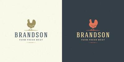 Farm logo illustration chicken silhouette good for butcher shop or restaurant badge vector