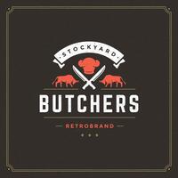 Butcher shop logo illustration. vector