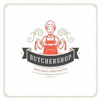 Butcher shop logo illustration vector