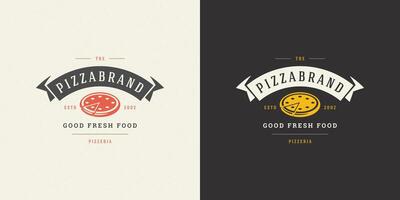 Pizzeria logo illustration pizza silhouette good for restaurant menu and cafe badge vector