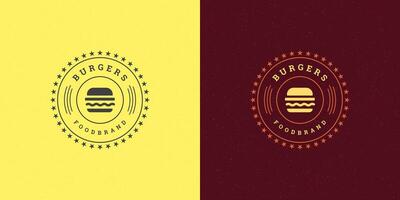 hamburguesa logo ilustración hamburguesa silueta bueno para restaurante menú y café Insignia vector