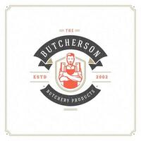 Butcher shop logo illustration. vector