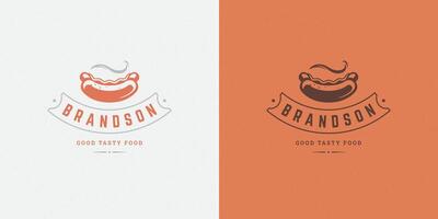 Hot dog logo illustration sausage silhouette good for restaurant menu and cafe badge vector