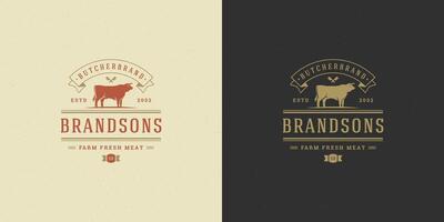 Steak house logo illustration bull silhouette good for farm or restaurant badge vector