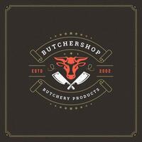 Butcher shop logo illustration. vector