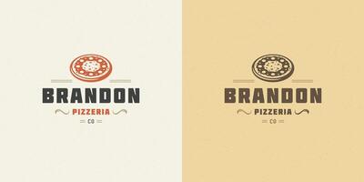 Pizzeria logo illustration pizza silhouette good for restaurant menu and cafe badge vector