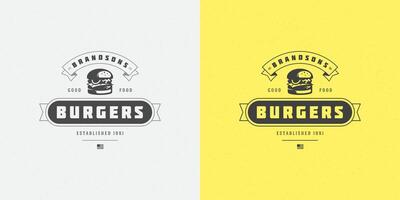 hamburguesa logo ilustración hamburguesa silueta bueno para restaurante menú y café Insignia vector