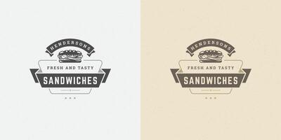 Fast food logo illustration sandwich silhouette good for restaurant menu and cafe badge vector