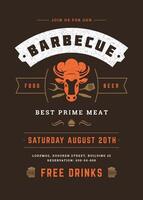 Barbecue party flyer or poster design template vector