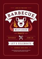 Barbecue party flyer or poster design template vector